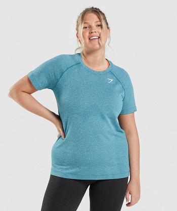 T Shirts Gymshark Vital Seamless 2.0 Light Mujer Turquesa | CO 2273DFM